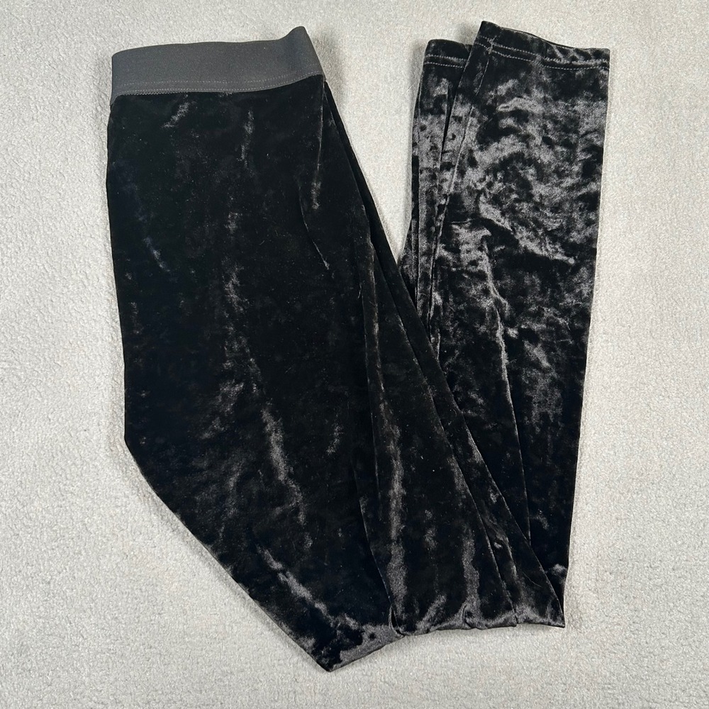 Simply Vera Vera Wang Leggings Womens M Black Crushed Velvet Elastic Waist Slim